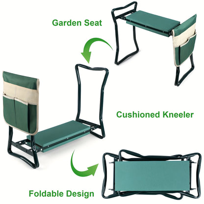 Garden kneeler with handles for easy standing and kneeling. 